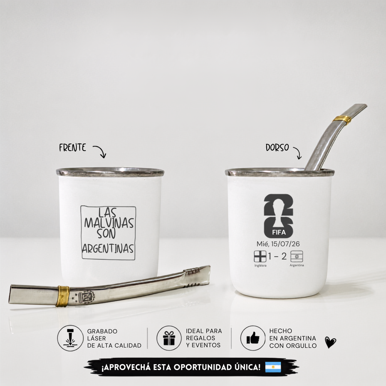 Mate Térmico “Las Malvinas son Argentinas” – Edición Limitada Mundial 2026