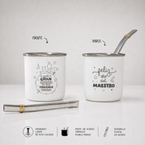 Mate Térmico Día del Maestro + Bombilla